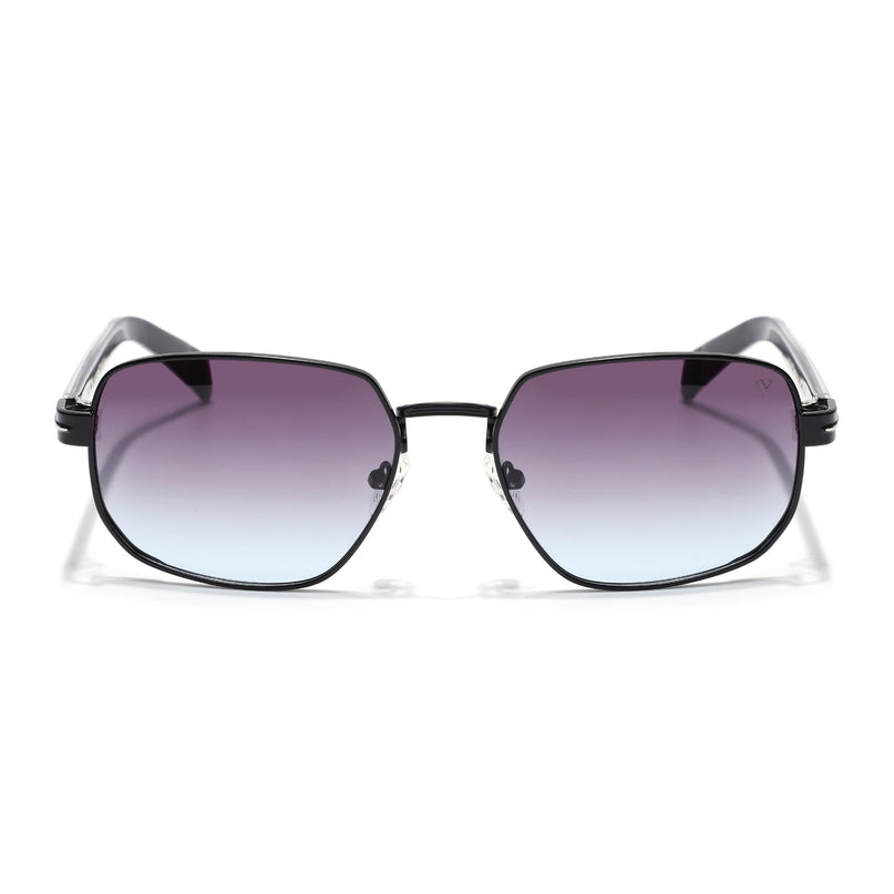 Square Polarized Sunglasses for Men & Women (Grey & Clear Lens | Black Frame - SLPMG7232)