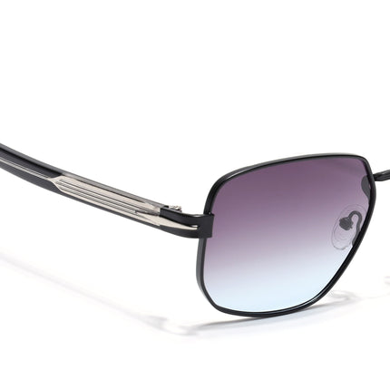Square Polarized Sunglasses for Men & Women (Grey & Clear Lens | Black Frame - SLPMG7232)