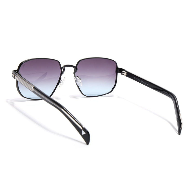 Square Polarized Sunglasses for Men & Women (Grey & Clear Lens | Black Frame - SLPMG7232)