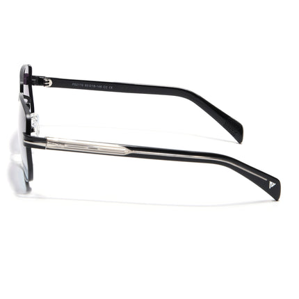 Square Polarized Sunglasses for Men & Women (Grey & Clear Lens | Black Frame - SLPMG7232)