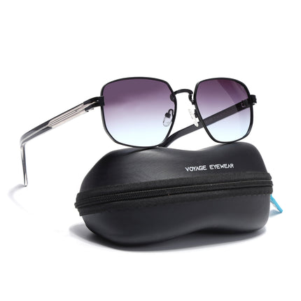 Square Polarized Sunglasses for Men & Women (Grey & Clear Lens | Black Frame - SLPMG7232)