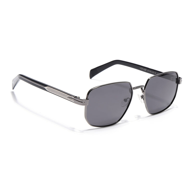 Square Polarized Sunglasses for Men & Women (Grey Lens | Grey Frame - SLPMG7233)
