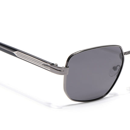 Square Polarized Sunglasses for Men & Women (Grey Lens | Grey Frame - SLPMG7233)
