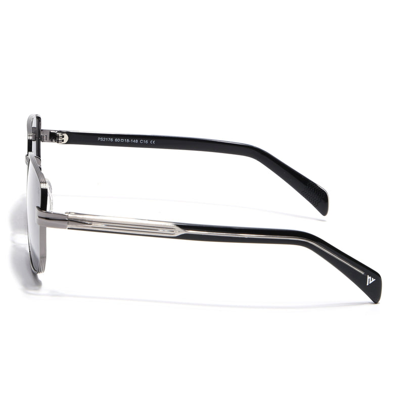 Square Polarized Sunglasses for Men & Women (Grey Lens | Grey Frame - SLPMG7233)