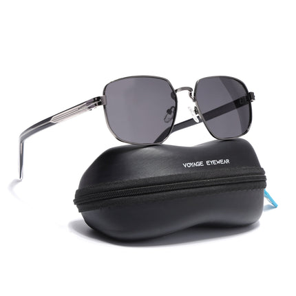 Square Polarized Sunglasses for Men & Women (Grey Lens | Grey Frame - SLPMG7233)