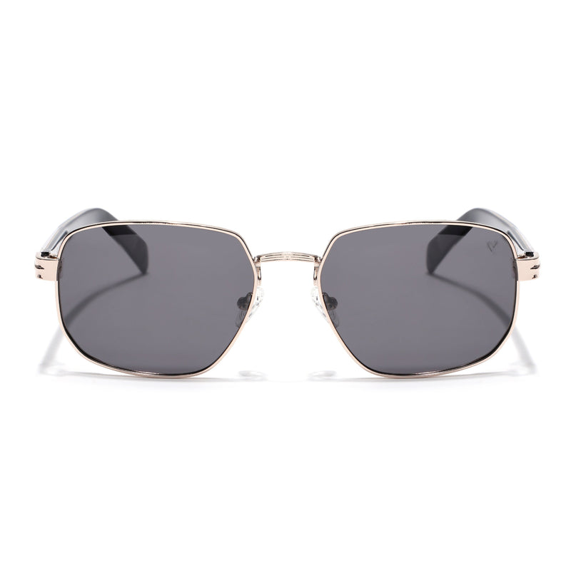 Square Polarized Sunglasses for Men & Women (Grey Lens | Rose Golden Frame - SLPMG7234)