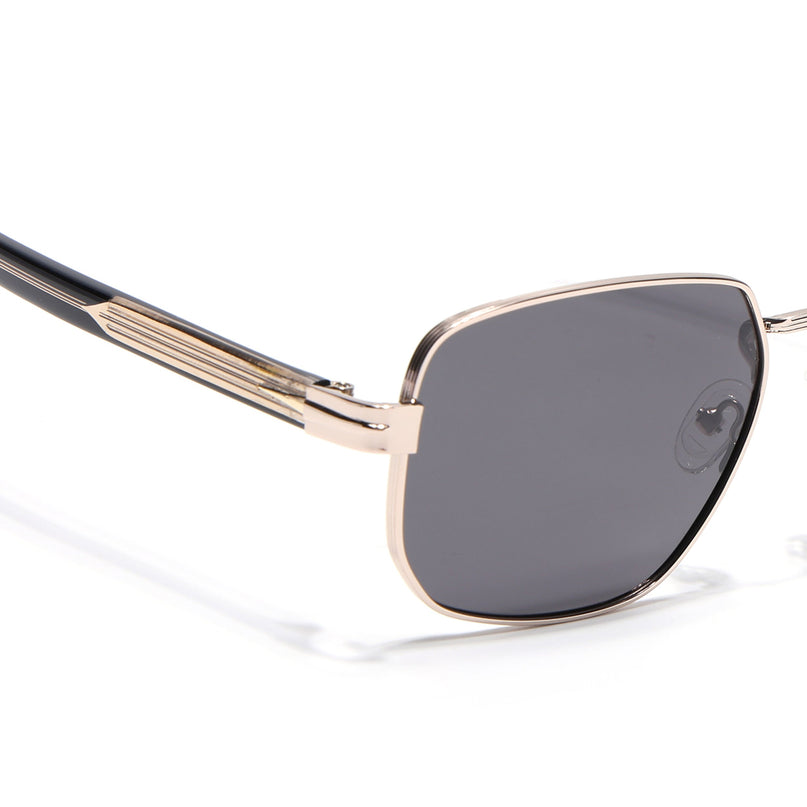 Square Polarized Sunglasses for Men & Women (Grey Lens | Rose Golden Frame - SLPMG7234)