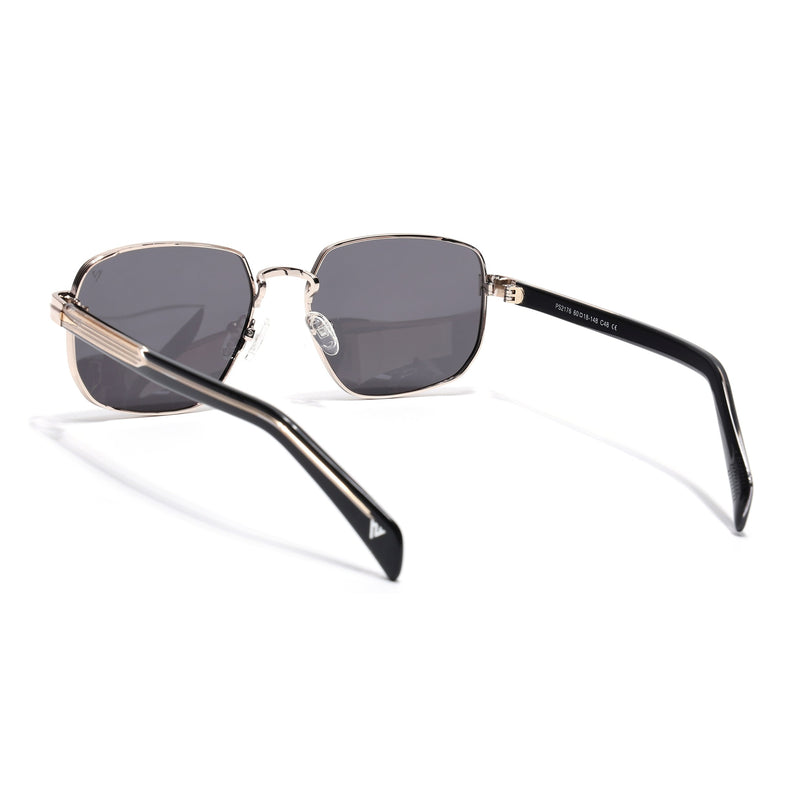 Square Polarized Sunglasses for Men & Women (Grey Lens | Rose Golden Frame - SLPMG7234)