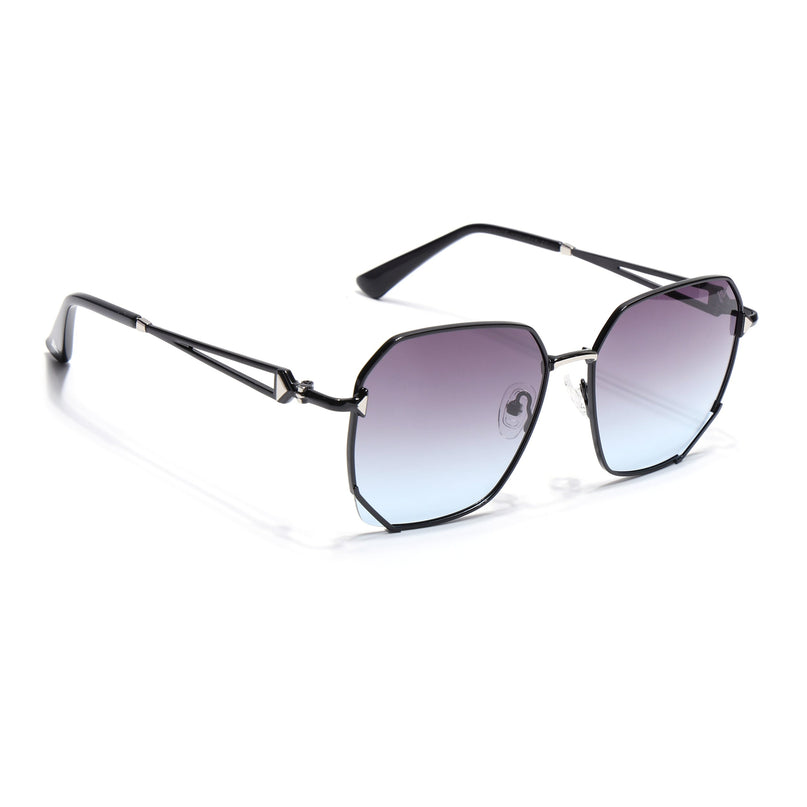 Hexagonal Polarized Sunglasses for Men & Women (Brown & Grey Lens | Black Frame - SLPMG7217)