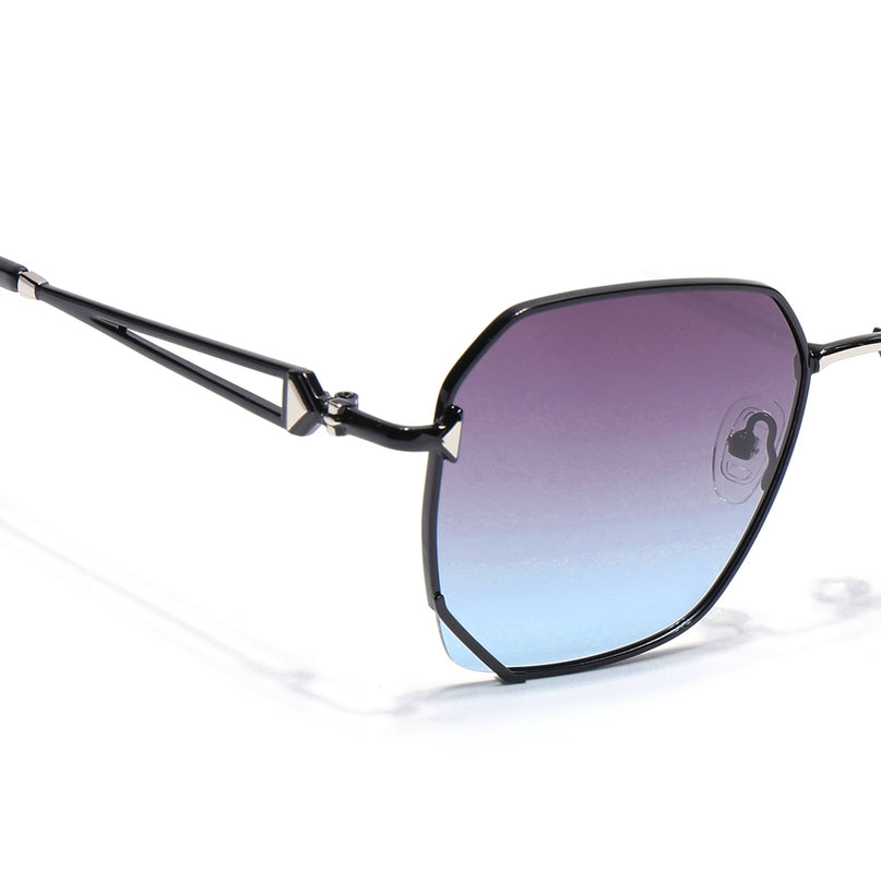 Hexagonal Polarized Sunglasses for Men & Women (Brown & Grey Lens | Black Frame - SLPMG7217)