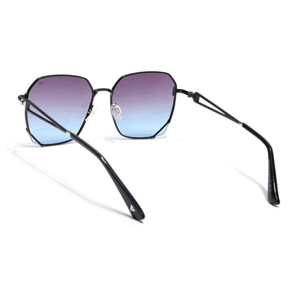 Hexagonal Polarized Sunglasses for Men & Women (Brown & Grey Lens | Black Frame - SLPMG7217)