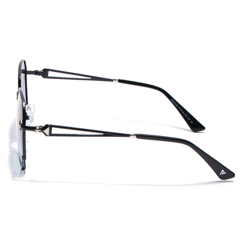 Hexagonal Polarized Sunglasses for Men & Women (Brown & Grey Lens | Black Frame - SLPMG7217)