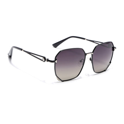 Hexagonal Polarized Sunglasses for Men & Women (Black & Green Lens | Black Frame - SLPMG7218)