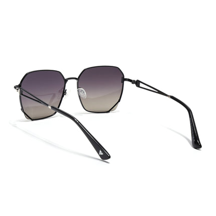 Hexagonal Polarized Sunglasses for Men & Women (Black & Green Lens | Black Frame - SLPMG7218)