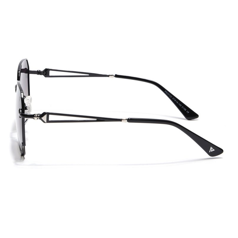 Hexagonal Polarized Sunglasses for Men & Women (Black & Green Lens | Black Frame - SLPMG7218)