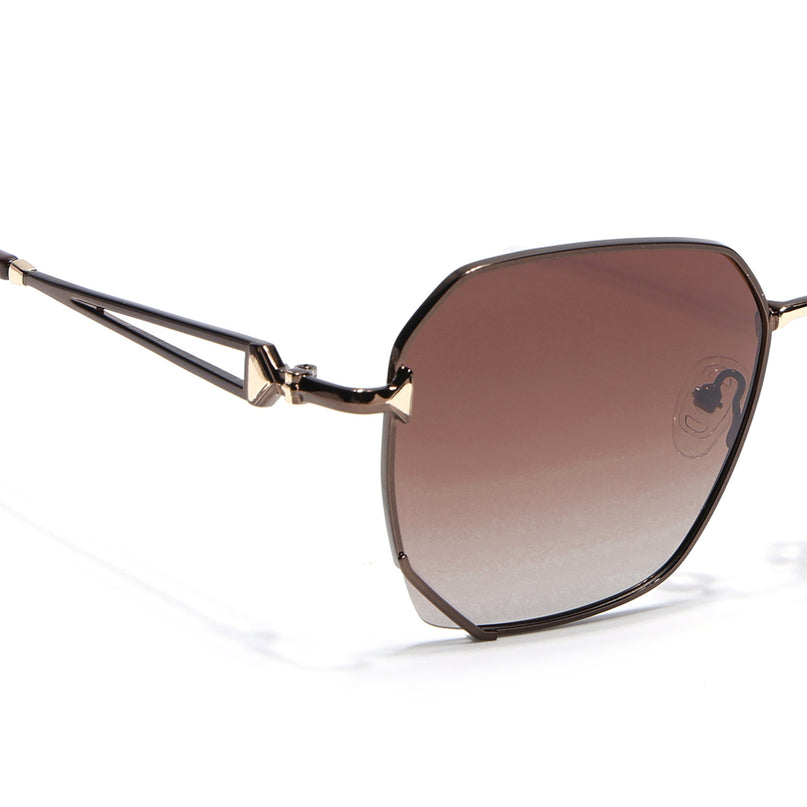 Hexagonal Polarized Sunglasses for Men & Women (Brown & Clear Lens | Brown Frame - SLPMG7219)