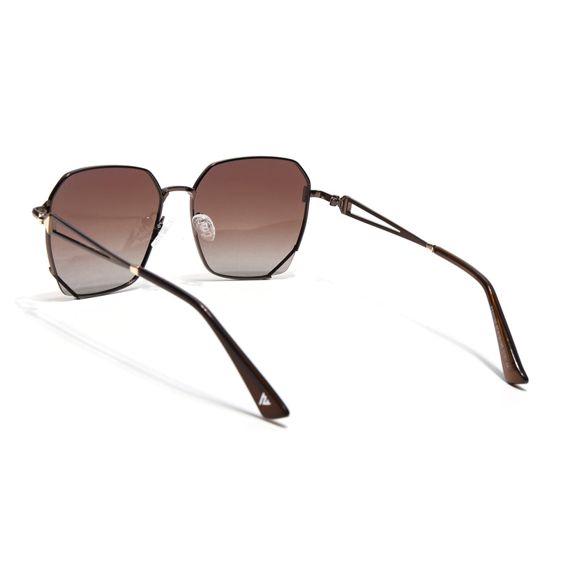 Hexagonal Polarized Sunglasses for Men & Women (Brown & Clear Lens | Brown Frame - SLPMG7219)