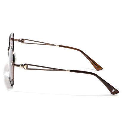 Hexagonal Polarized Sunglasses for Men & Women (Brown & Clear Lens | Brown Frame - SLPMG7219)