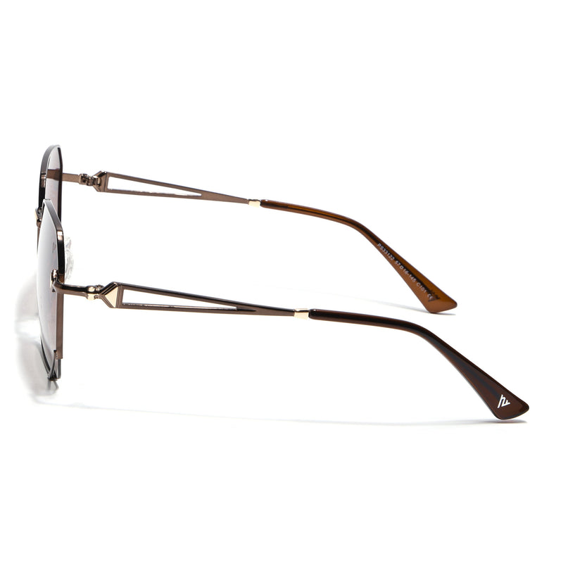 Hexagonal Polarized Sunglasses for Men & Women (Brown & Clear Lens | Brown Frame - SLPMG7219)