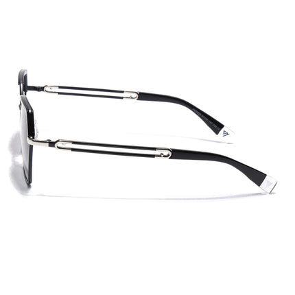 Hexagonal Polarized Sunglasses for Men & Women (Black & Clear Lens | Black Frame - SLPMG7202)