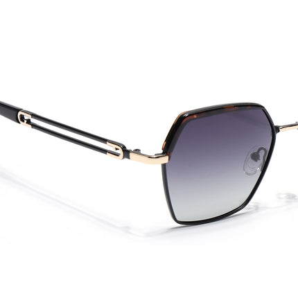 Hexagonal Polarized Sunglasses for Men & Women (Grey & Clear Lens | Black & Demi Brown Frame - SLPMG7203)