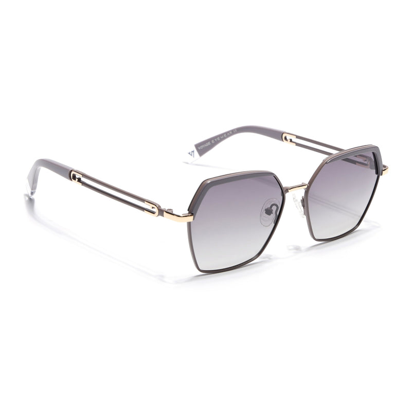 Hexagonal Polarized Sunglasses for Men & Women (Grey & Clear Lens | Grey Frame - SLPMG7204)