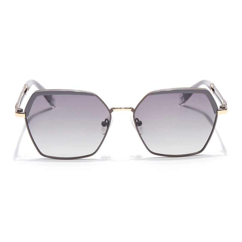 Hexagonal Polarized Sunglasses for Men & Women (Grey & Clear Lens | Grey Frame - SLPMG7204)