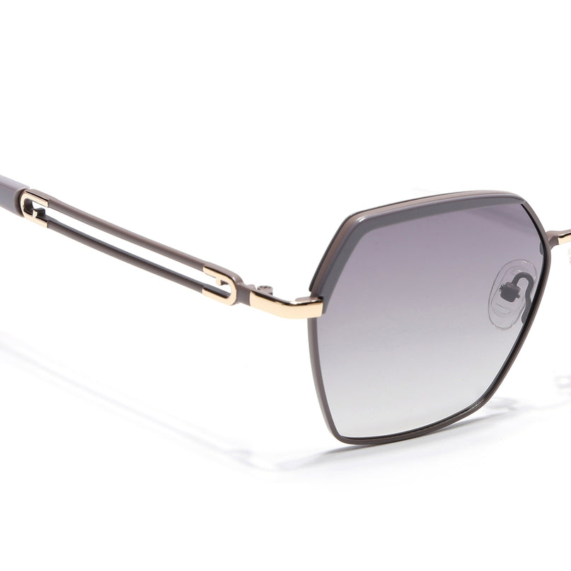 Hexagonal Polarized Sunglasses for Men & Women (Grey & Clear Lens | Grey Frame - SLPMG7204)