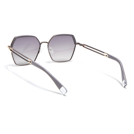 Hexagonal Polarized Sunglasses for Men & Women (Grey & Clear Lens | Grey Frame - SLPMG7204)