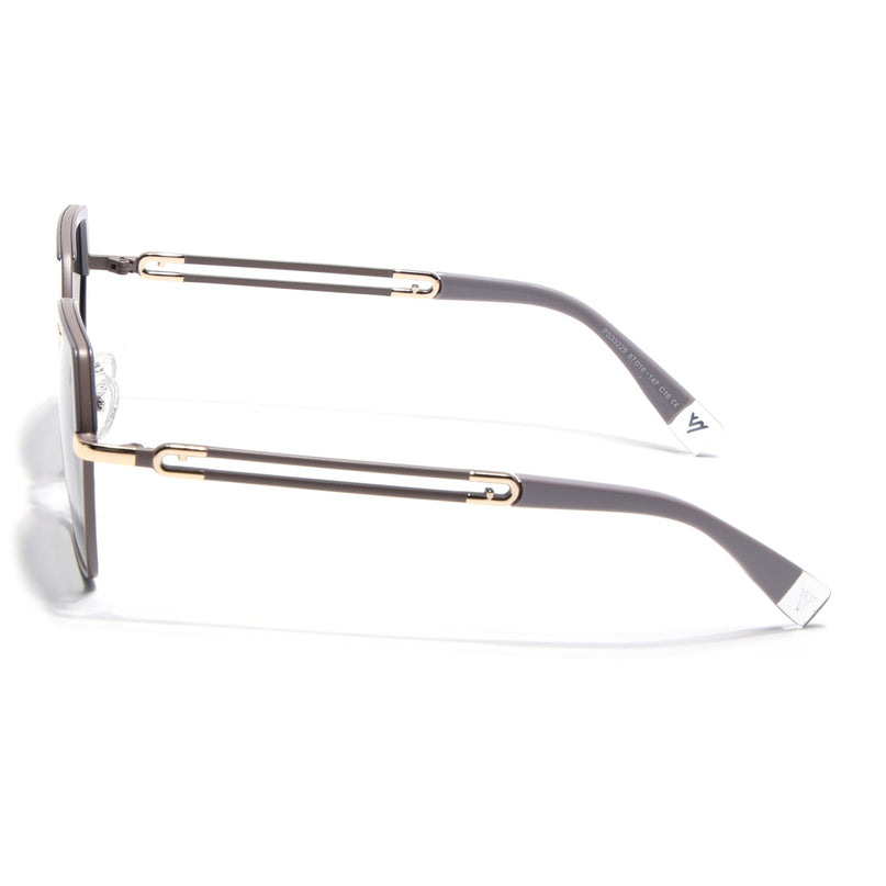 Hexagonal Polarized Sunglasses for Men & Women (Grey & Clear Lens | Grey Frame - SLPMG7204)