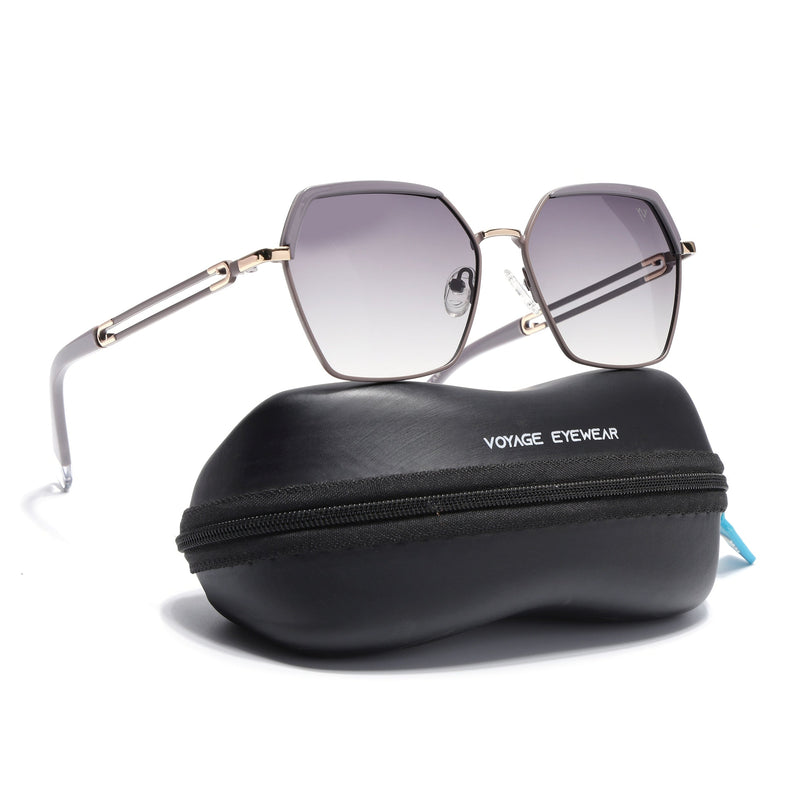 Hexagonal Polarized Sunglasses for Men & Women (Grey & Clear Lens | Grey Frame - SLPMG7204)