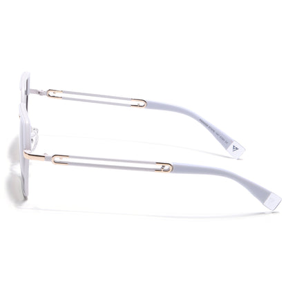 Hexagonal Polarized Sunglasses for Men & Women (Brown & Clear Lens | White Frame - SLPMG7205)