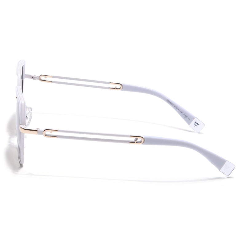 Hexagonal Polarized Sunglasses for Men & Women (Brown & Clear Lens | White Frame - SLPMG7205)