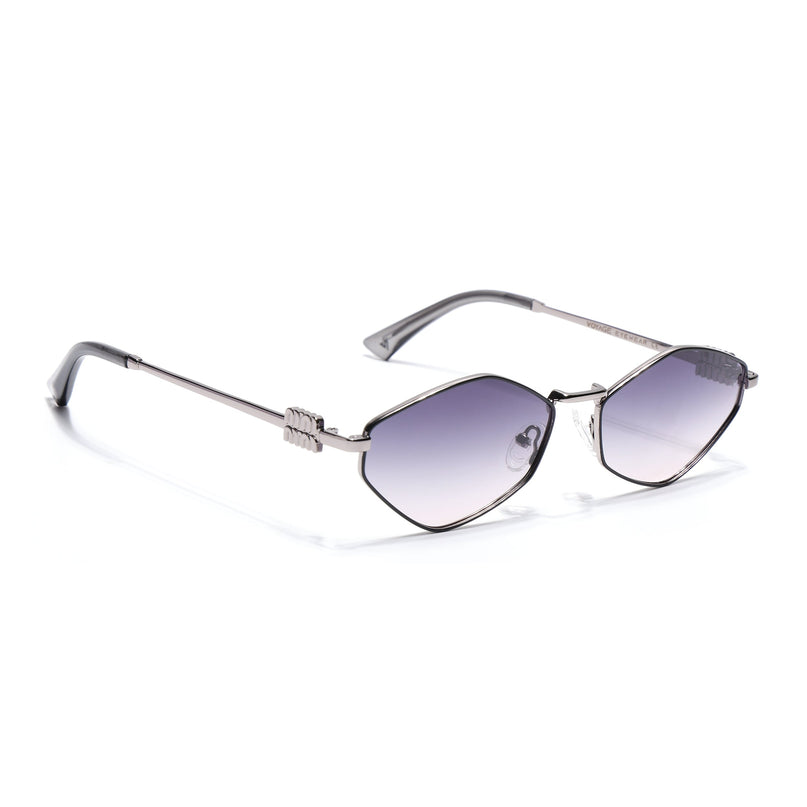 Hexagonal Polarized Sunglasses for Men & Women (Grey & Clear Lens | Silver Frame - SLPMG7206)