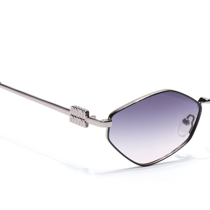 Hexagonal Polarized Sunglasses for Men & Women (Grey & Clear Lens | Silver Frame - SLPMG7206)