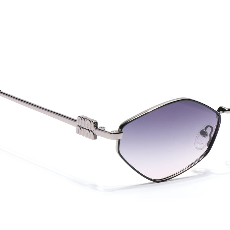 Hexagonal Polarized Sunglasses for Men & Women (Grey & Clear Lens | Silver Frame - SLPMG7206)