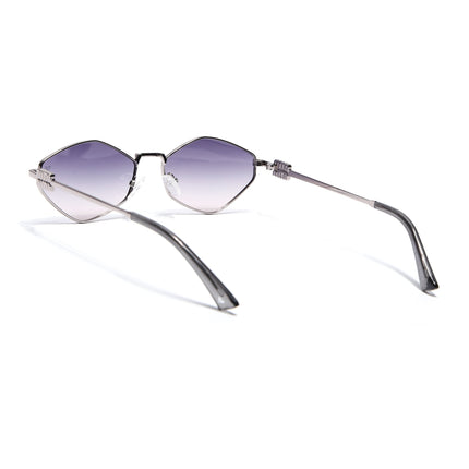 Hexagonal Polarized Sunglasses for Men & Women (Grey & Clear Lens | Silver Frame - SLPMG7206)