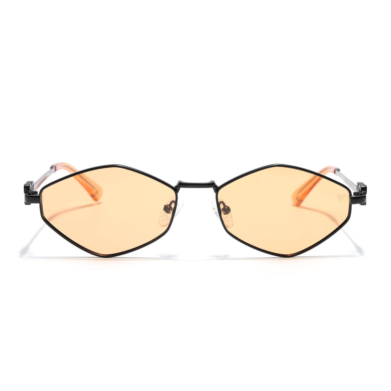 Hexagonal Polarized Sunglasses for Men & Women (Orange Lens | Black Frame - SLPMG7208)