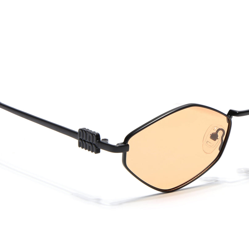 Hexagonal Polarized Sunglasses for Men & Women (Orange Lens | Black Frame - SLPMG7208)