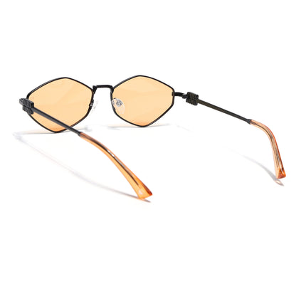 Hexagonal Polarized Sunglasses for Men & Women (Orange Lens | Black Frame - SLPMG7208)