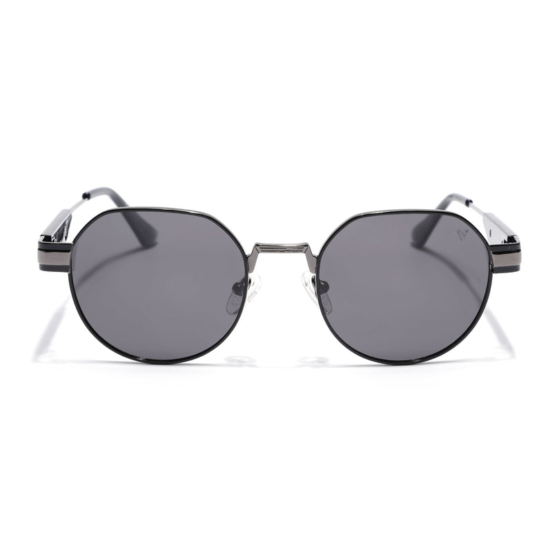 Round Polarized Sunglasses for Men & Women (Black Lens | Black Frame - SLPMG7213)