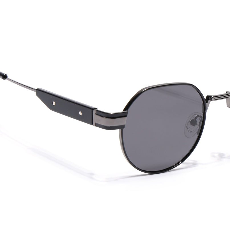 Round Polarized Sunglasses for Men & Women (Black Lens | Black Frame - SLPMG7213)