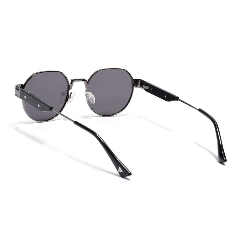 Round Polarized Sunglasses for Men & Women (Black Lens | Black Frame - SLPMG7213)