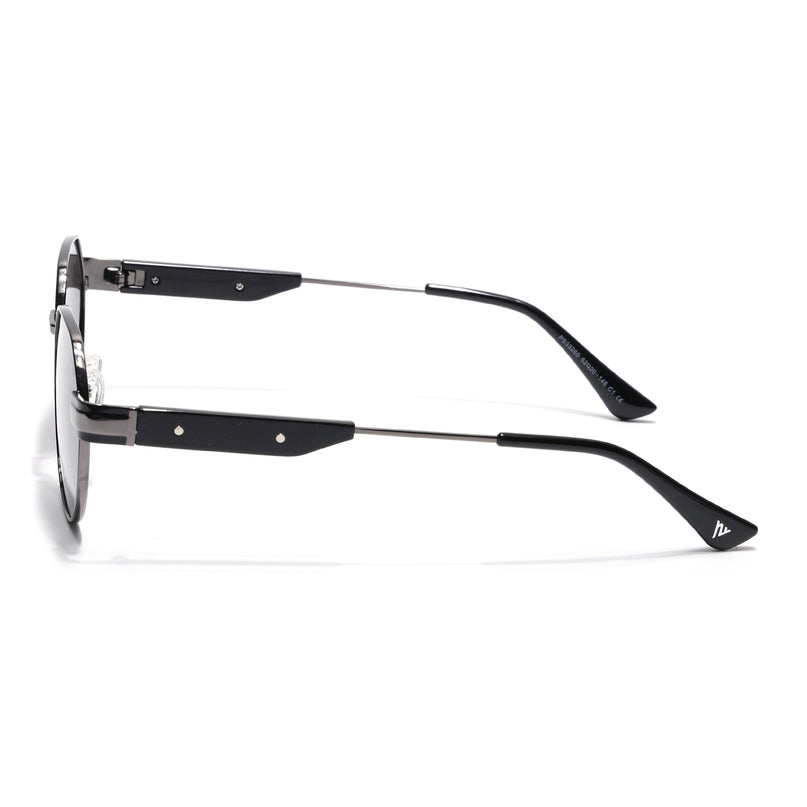 Round Polarized Sunglasses for Men & Women (Black Lens | Black Frame - SLPMG7213)