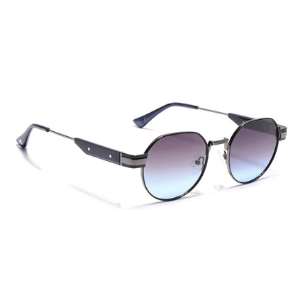 Round Polarized Sunglasses for Men & Women (Brown & Grey Lens | Black Frame - SLPMG7214)