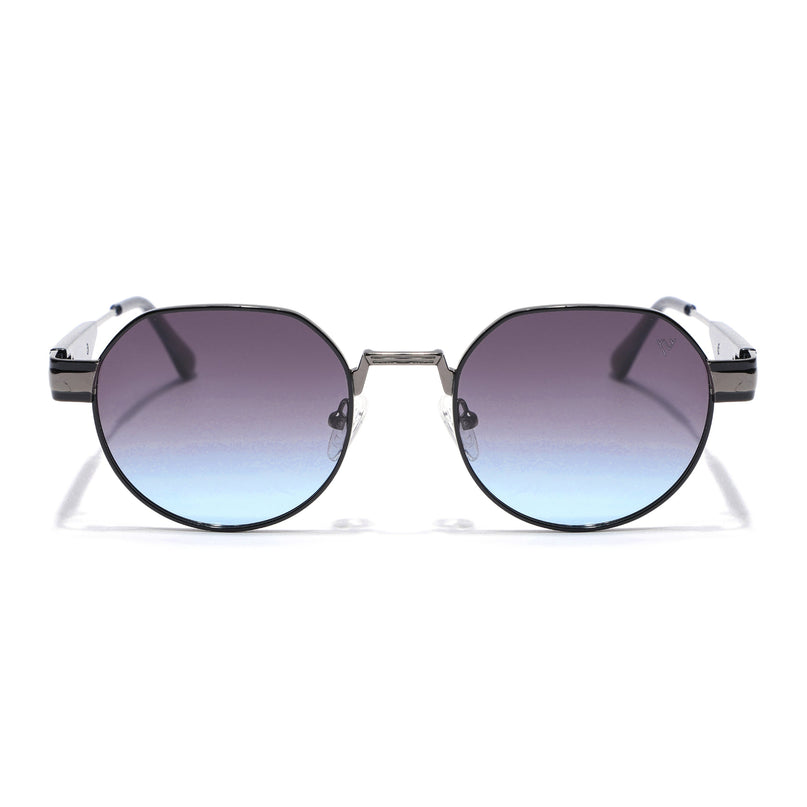 Round Polarized Sunglasses for Men & Women (Brown & Grey Lens | Black Frame - SLPMG7214)