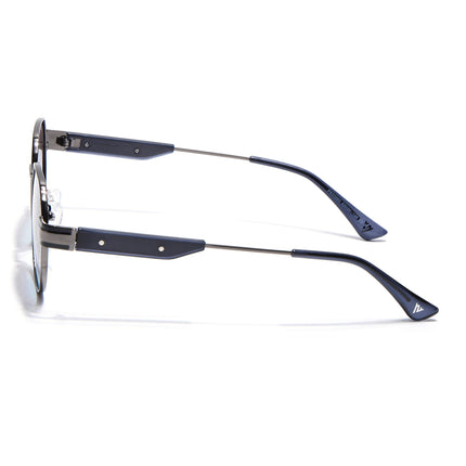 Round Polarized Sunglasses for Men & Women (Brown & Grey Lens | Black Frame - SLPMG7214)