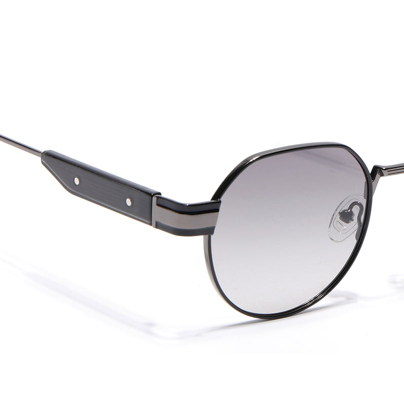 Round Polarized Sunglasses for Men & Women (Brown & Clear Lens | Black Frame - SLPMG7215)