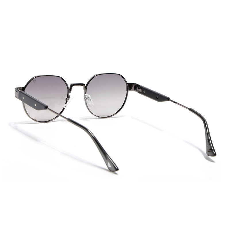 Round Polarized Sunglasses for Men & Women (Brown & Clear Lens | Black Frame - SLPMG7215)