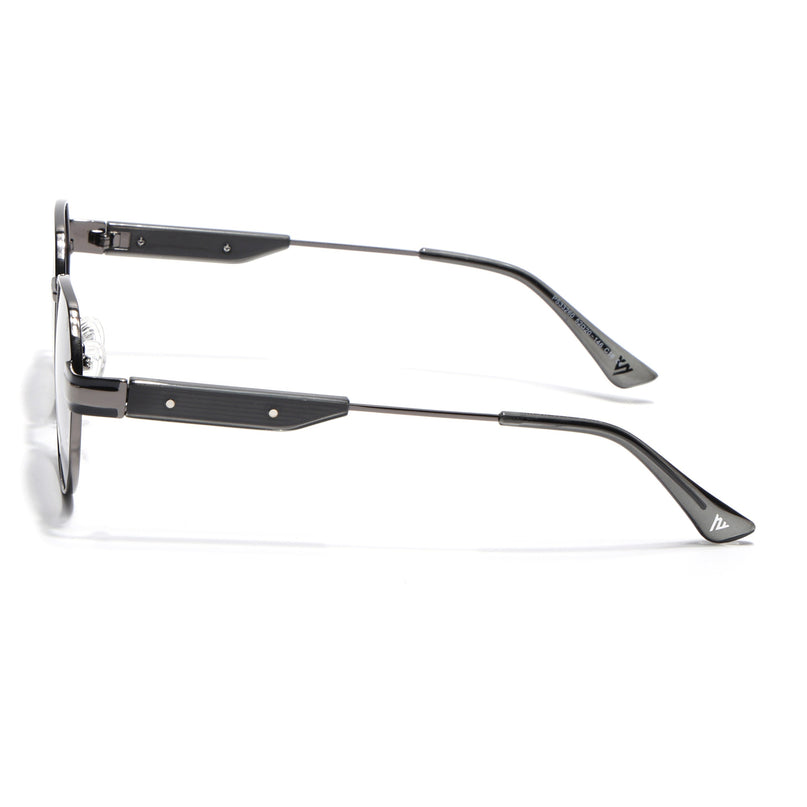 Round Polarized Sunglasses for Men & Women (Brown & Clear Lens | Black Frame - SLPMG7215)